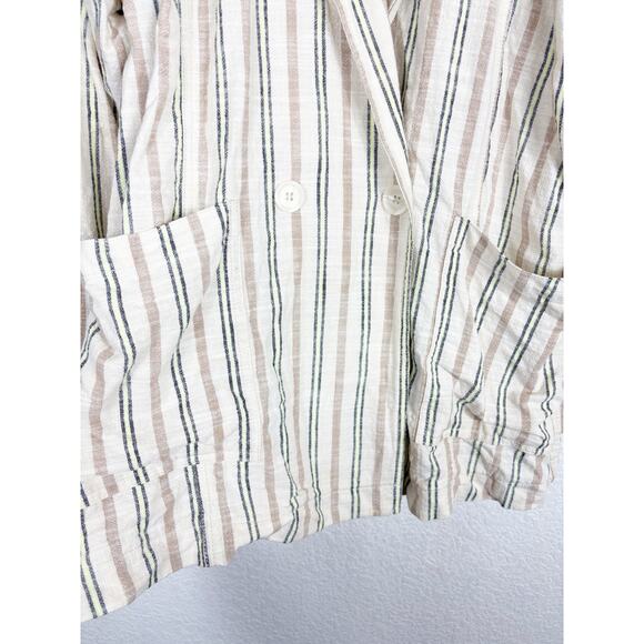 Anthropologie Maeve Danielle Blazer Large Striped Cream - Picture 8 of 12
